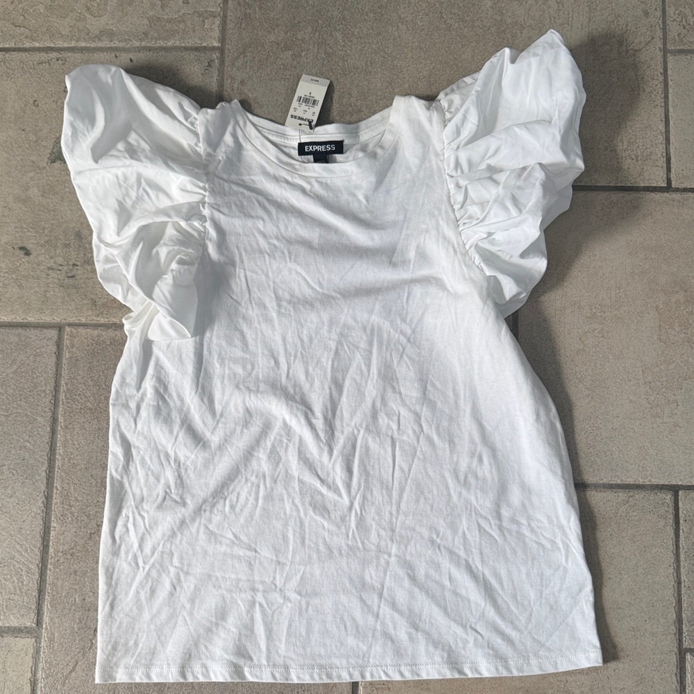 Express White Puff Sleeve Tee